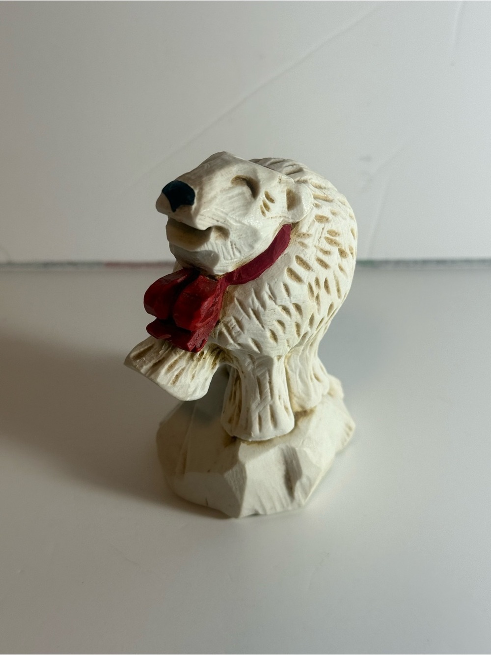 Vintage David Frykman Polar Bear Figurine Christmas Holiday 1995 Red Bow